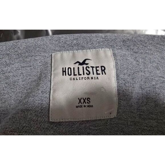 Cropped Oversized Denim Jacket With Gray Hoodie & Frayed Hem Womens Size XXS - Picture 10 of 13